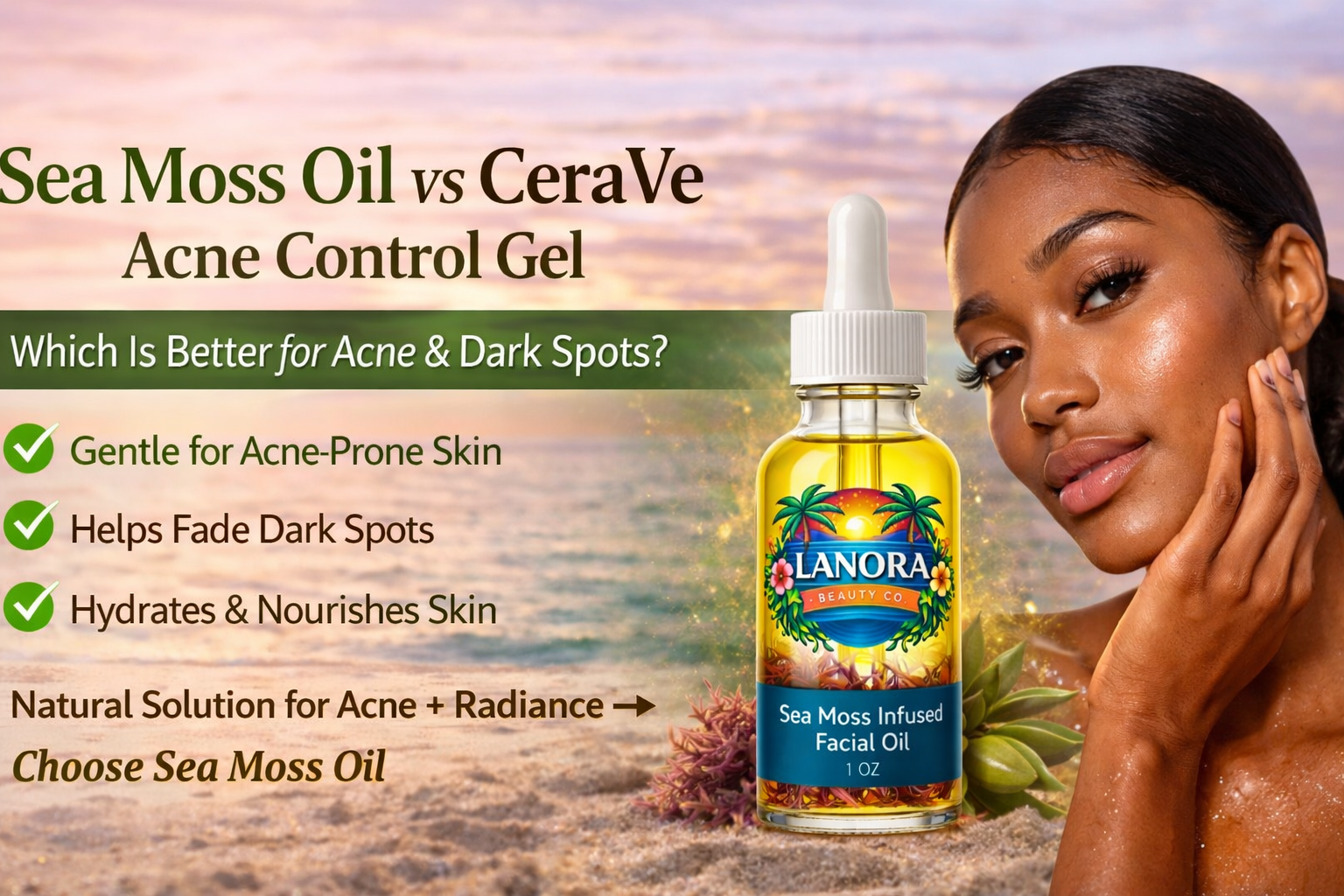 Sea Moss Facial Oil Moisturizer for Acne and Dark Spots